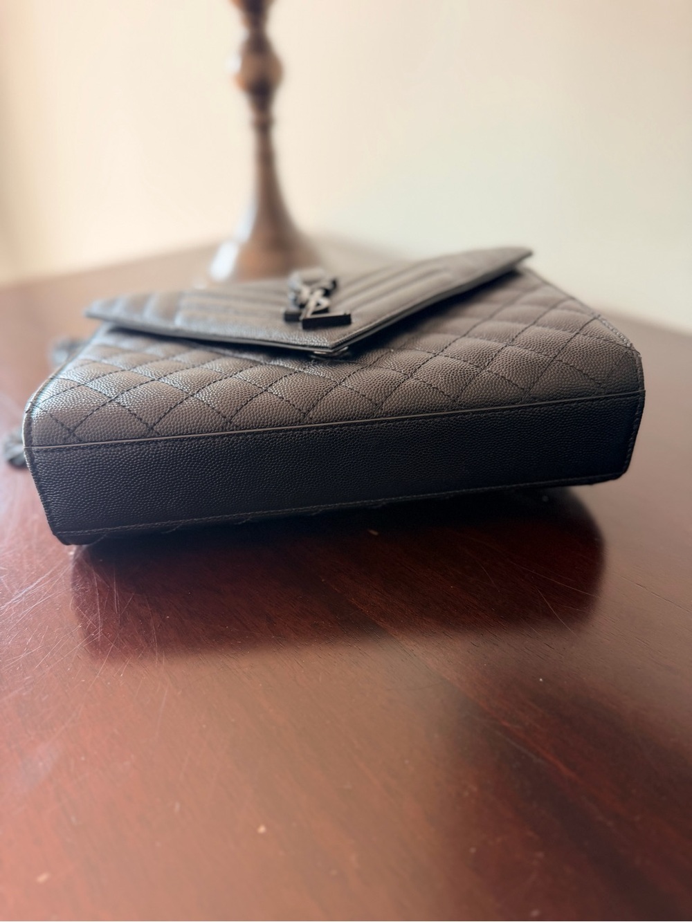 Saint Laurent Black Quilted Chevron Chain Shoulder Bag - Picture 2 of 4